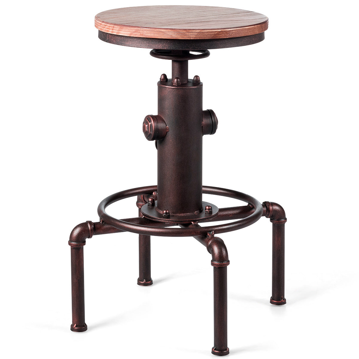 Banco de Bar Industrial Vintage com Altura Ajustável 59,5-75cm e Apoio para os Pés - Ideal para Pub, Bar e Restaurante