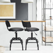 Banco de Bar Giratório Acolchoado – Altura Regulável – Negro – Pele PU