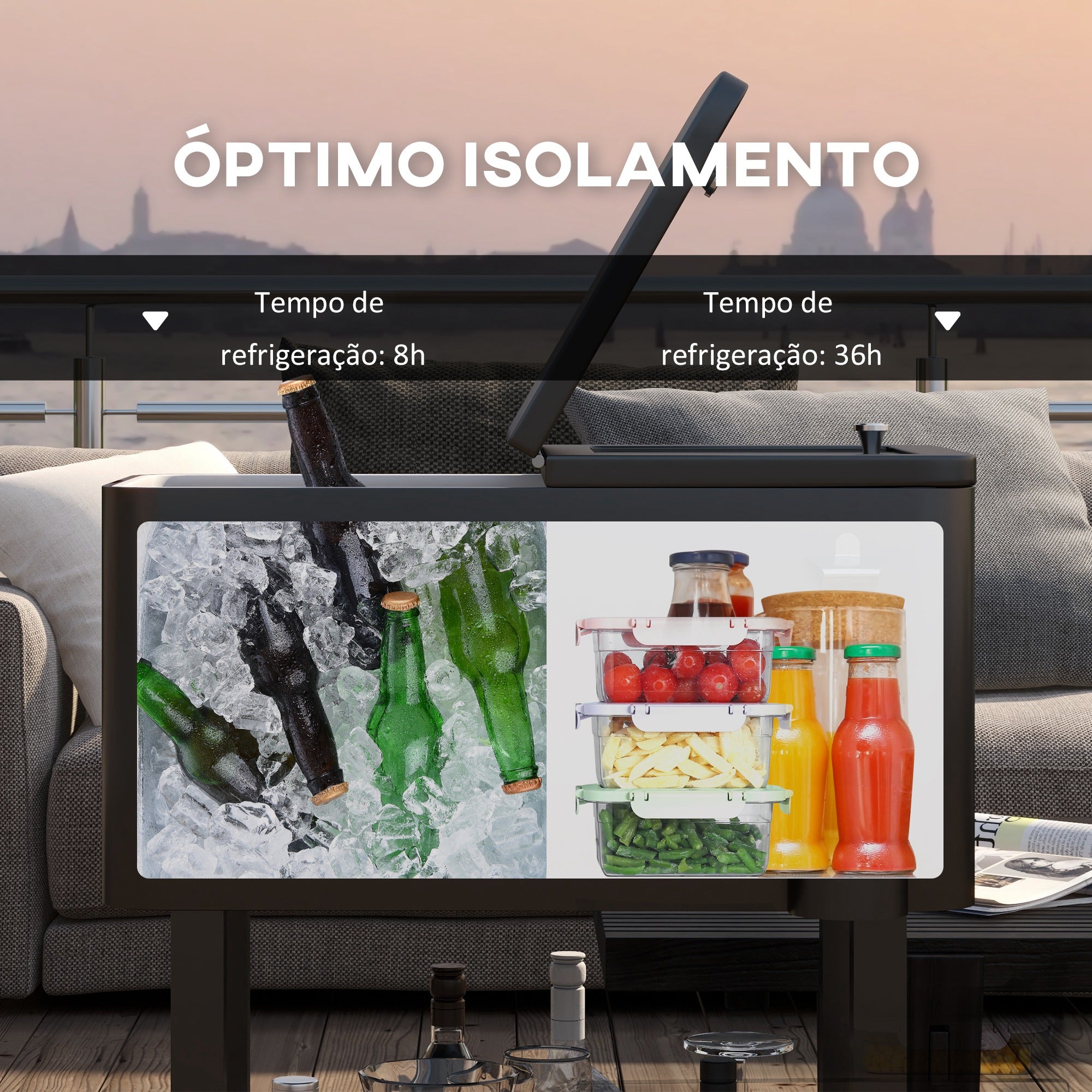 Carrinho Refrigerador de Bebidas 56L Preto 67x35x80 cm