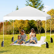 Tenda de Campismo Dobrável Portátil com 8 Estacas 4 Âncoras 4 Cordas de Vento 4 Sacos de Areia 300 x 300 x 266-286 cm - Branco