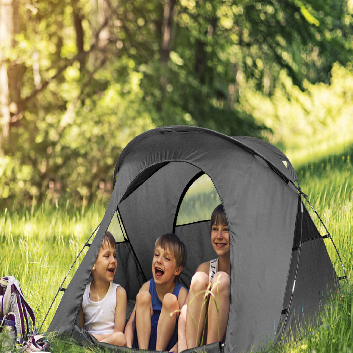 Tenda de Campismo Elevada 4 em 1 – 194 x 146 x 160 cm – Cinzenta