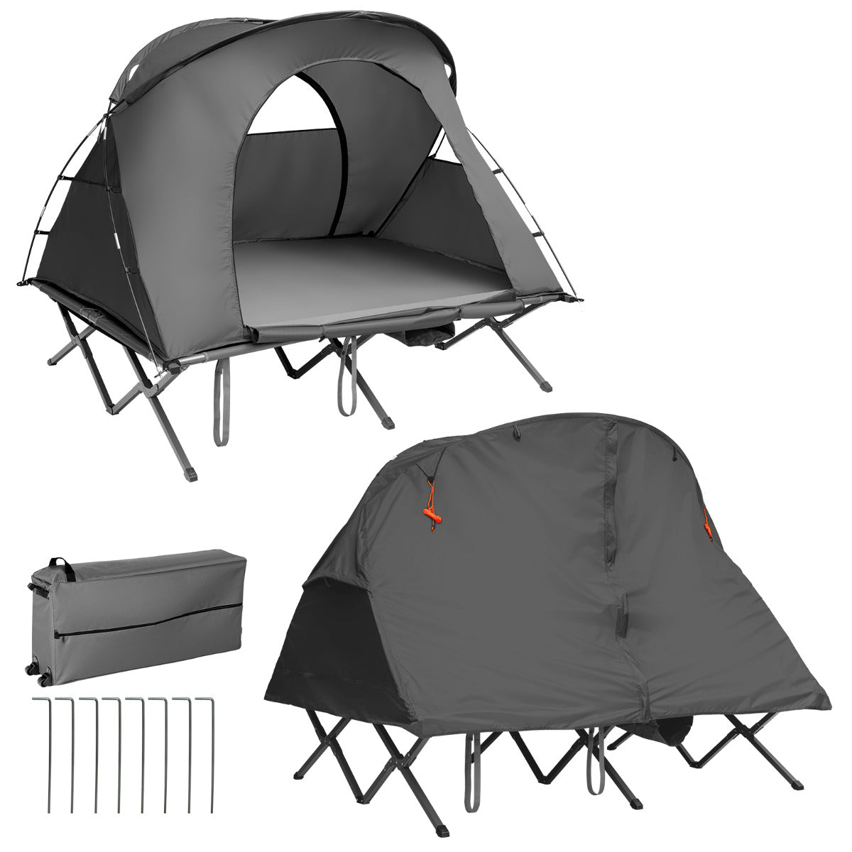 Tenda de Campismo Elevada 4 em 1 – 194 x 146 x 160 cm – Cinzenta