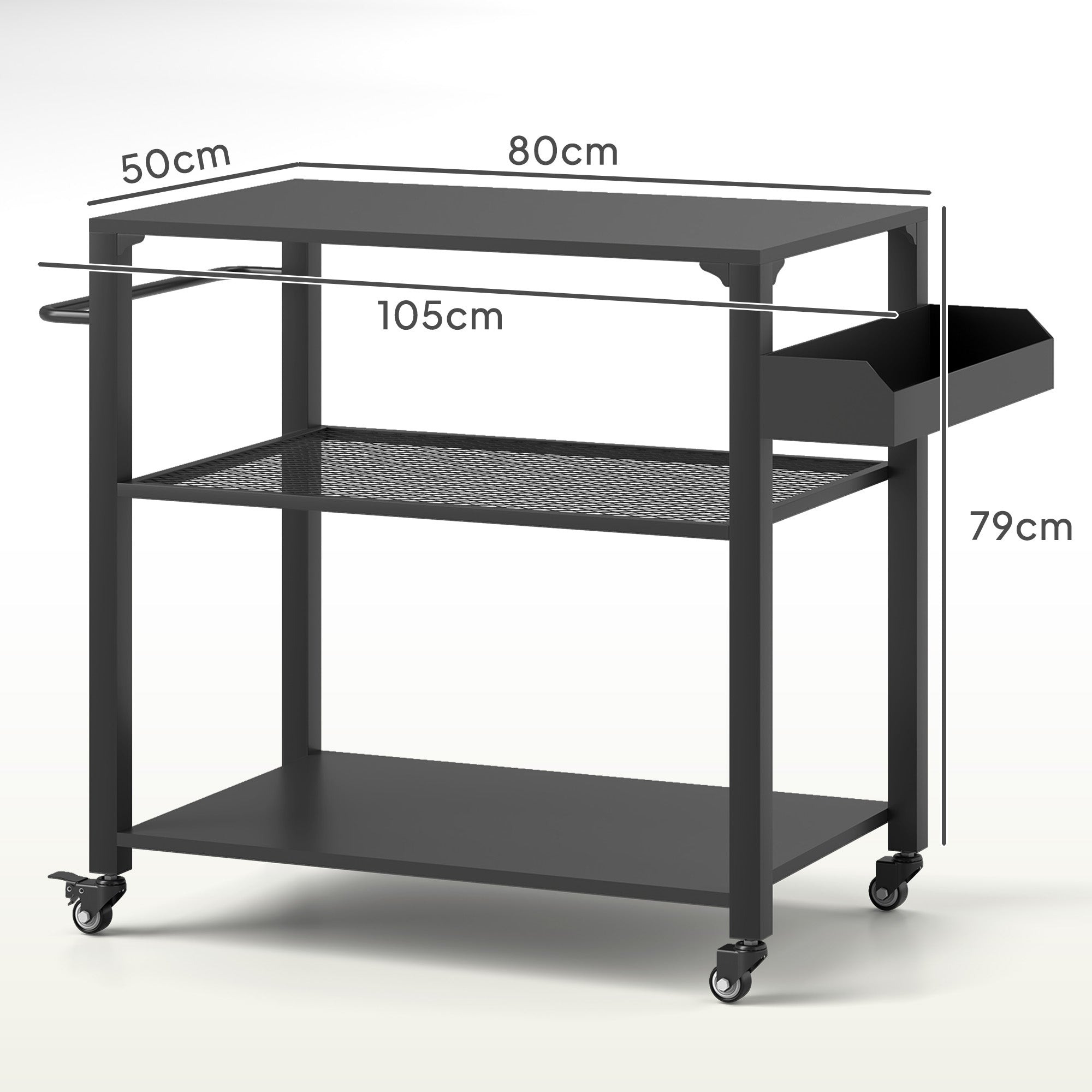 Carrinho de Apoio para Barbecue 105x50x79 cm - Preto