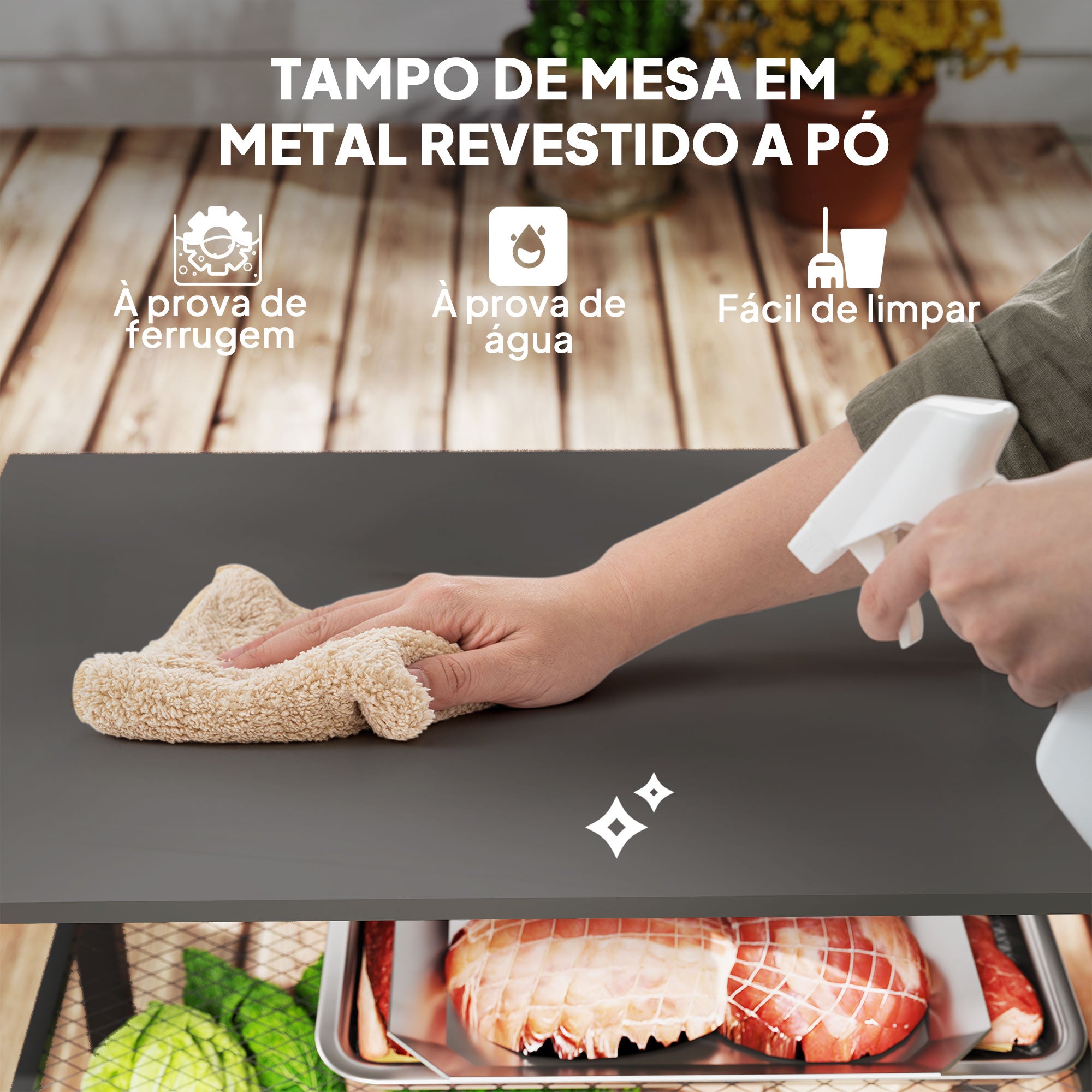 Carrinho de Apoio para Barbecue 105x50x79 cm - Preto