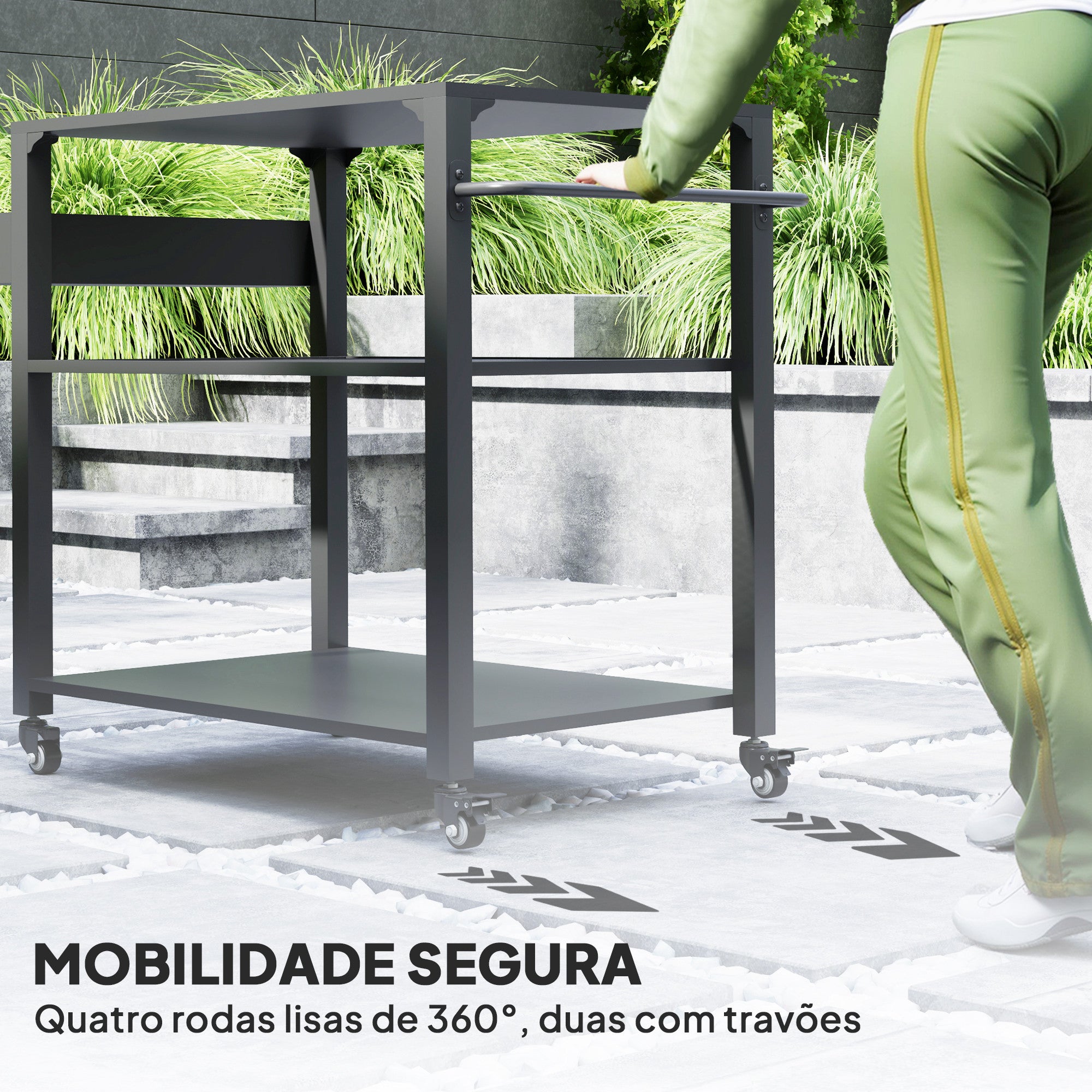 Carrinho de Apoio para Barbecue 105x50x79 cm - Preto