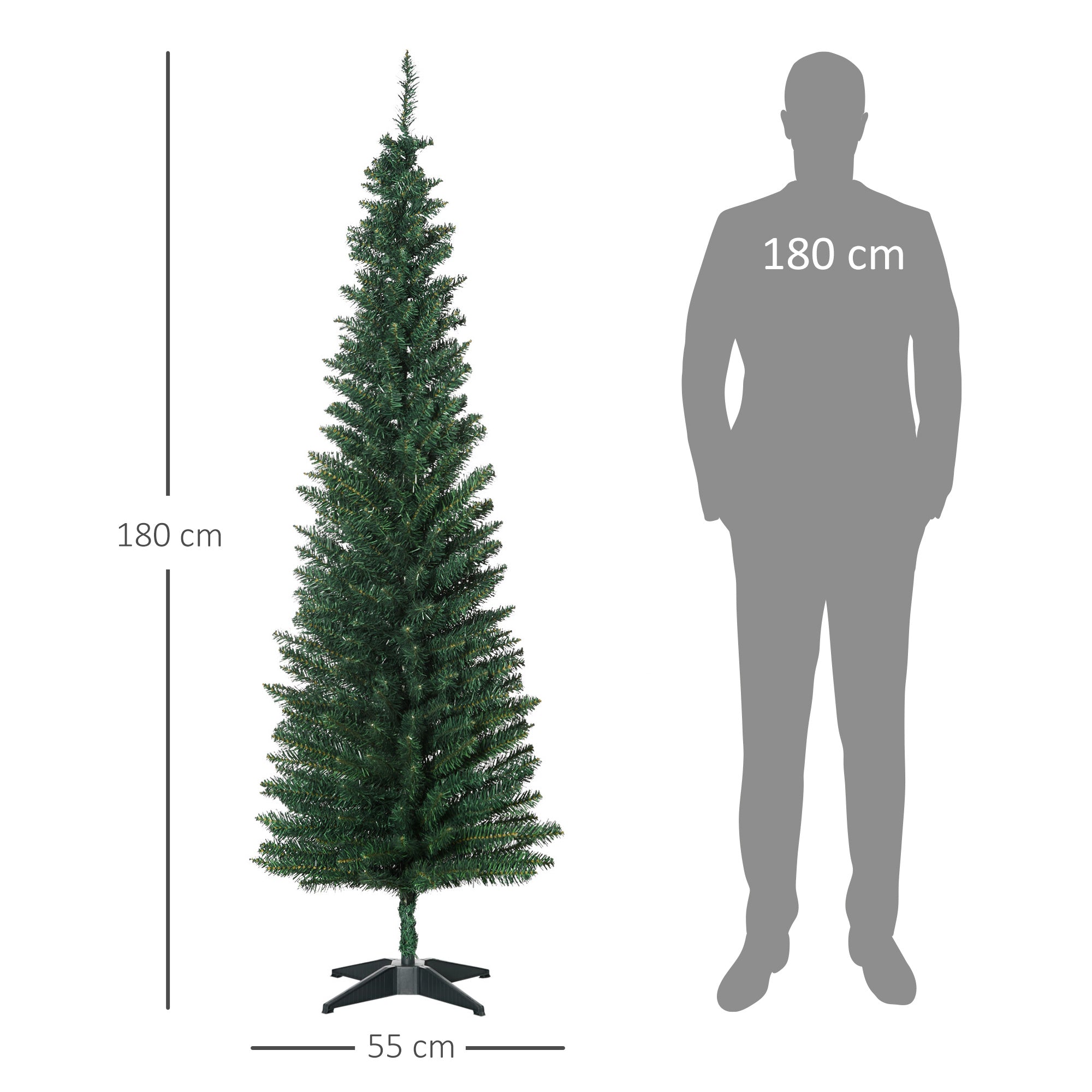 Árvore de Natal Artificial 180cm Verde Escuro Φ55x180cm
