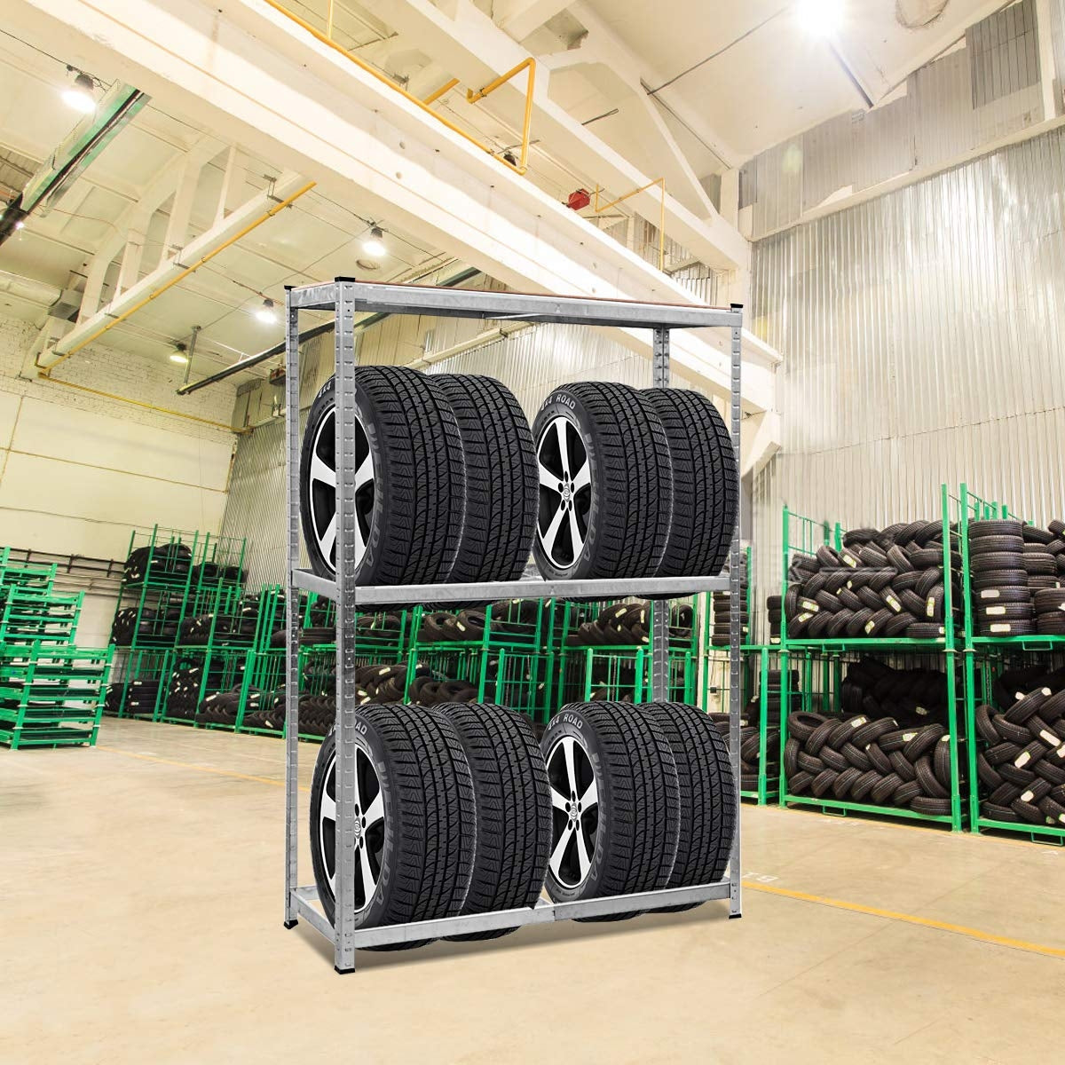 Suporte para Pneus Suporte para Jantes em Metal em Oficina Garagem 180x120x40cm