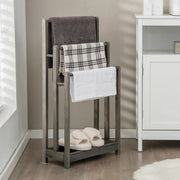 Toalheiro de Pé de Madeira – 45 x 22 x 86 cm – Cinzento – Madeira de Abeto