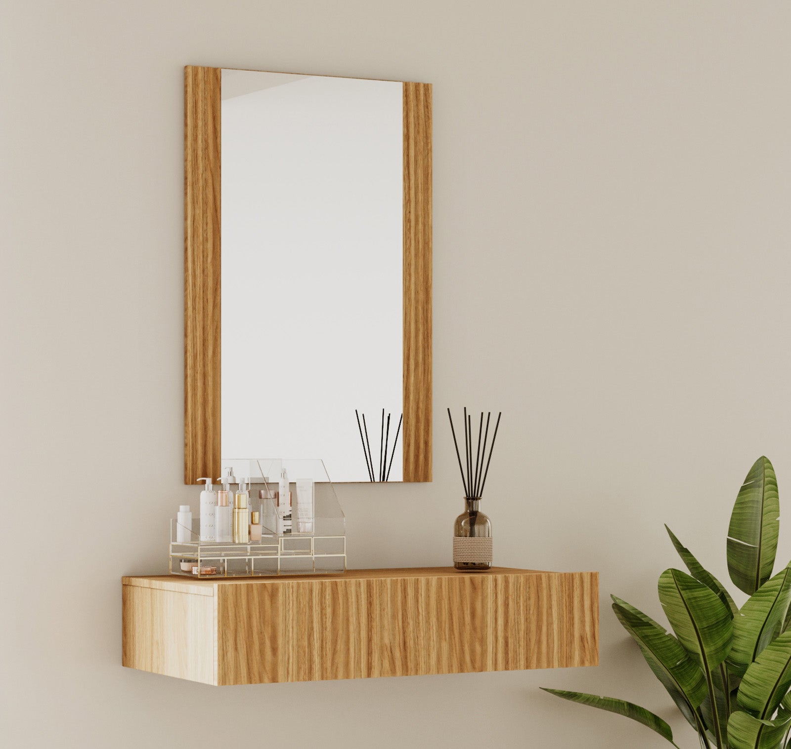 Tocador de Parede – 80 x 17 x 42 cm – Carvalho – Melamina
