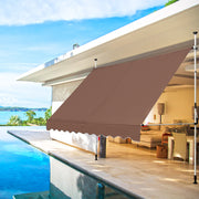 Toldo Telescópico e Retrátil 300 x 120 cm Resistente aos Raios UV Impermeável com Manivela Manual e Altura Regulável para Janela Varanda Castanho