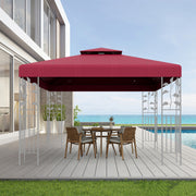 Toldo Substituto de Dois Pisos para Pergola 300 x 300 cm Toldo de Pavilhão de Poliéster de Pátio com Fivelas de Alumínio Vermelho