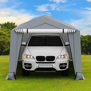 Toldo de 290 x 490 cm com Estrutura de Aço Galvanizado - Garagem Portátil com Grande Toldo e Portas para Carros Cinzento