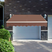 Toldo Retráctil 245 x 200 cm com Manivela Manual Poliéster Impermeável Marquise em Alumínio para Parede Porta Janela Castanho