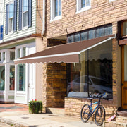 Toldo Retráctil 3,6 x 3 m em Alumínio com Manivela e Poliéster Impermeável para Janela Varanda Terraço Castanho