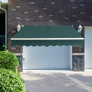 Toldo Retráctil 245 x 200 cm com Manivela Manual Poliéster Impermeável Marquise em Alumínio para Parede Porta Janela Verde