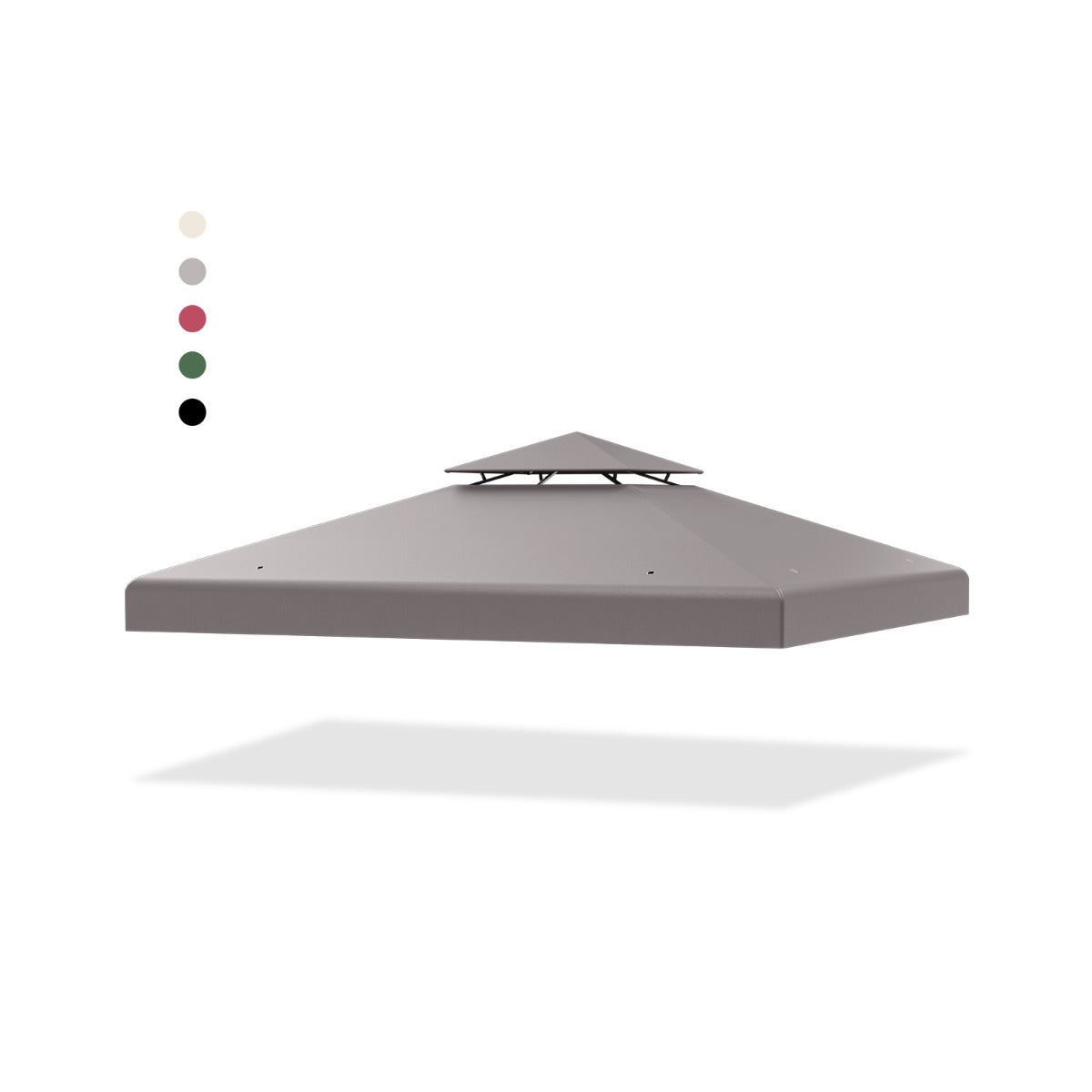 Toldo de Substituição para Pérgula de 2 Pisos de 300 x 300 cm com Fivelas de Alumínio Ganchos e Fecho Cinzento