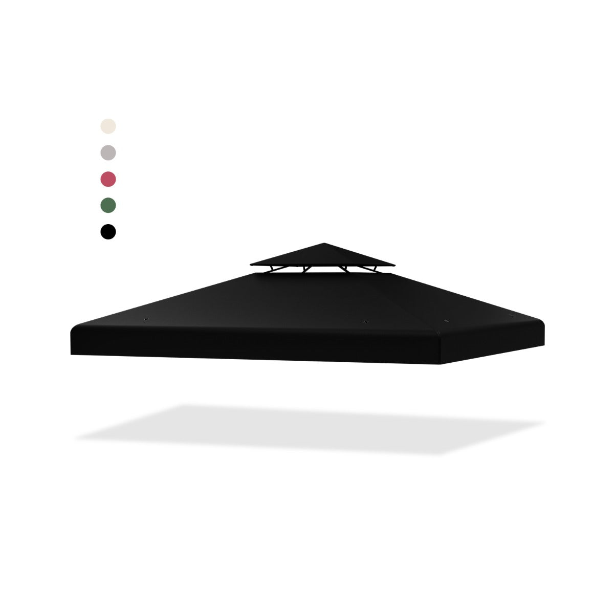 Toldo de Substituição para Pérgola de 2 Pisos 300 x 300 cm com Fivelas de Alumínio, Ganchos e Fecho Preto