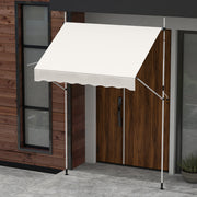 Toldo Retráctil Manual 2 m x 180 cm Sombra de Exterior Ajustável sem Perfuração com Manivela para Pátio Varanda Jardim Branco
