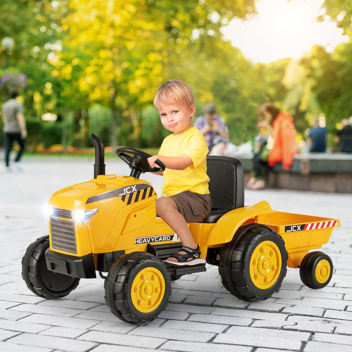 Trator de Brincar Elétrico 2 em 1 para Crianças dos 3-8 Anos – Amarelo