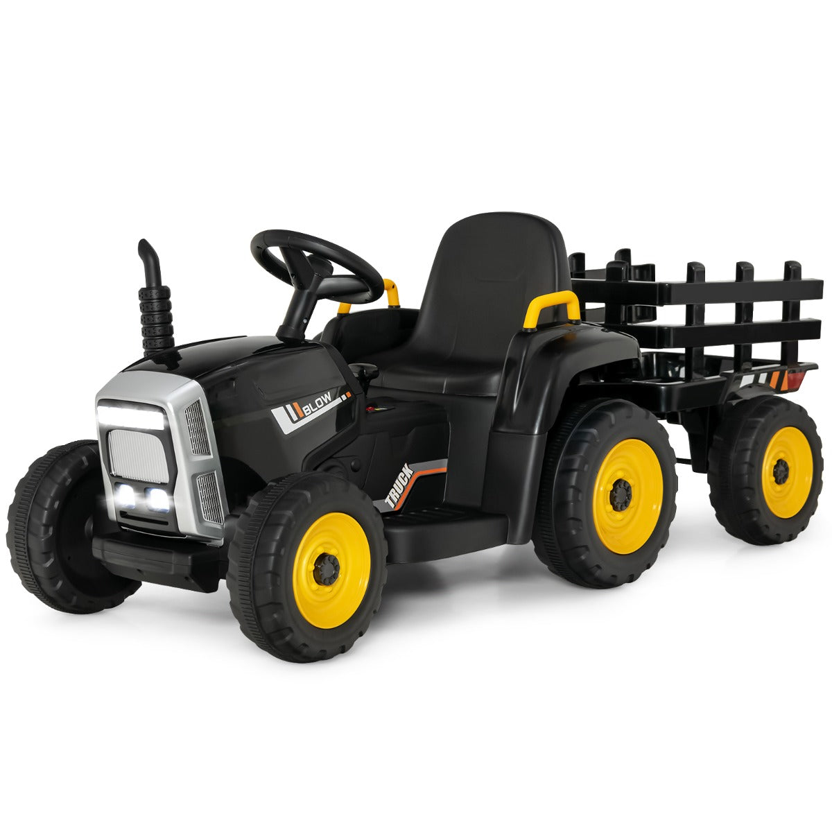 Trator Elétrico para Crianças – 136,5 x 50 x 52,5 cm – Preto – PP e Ferro