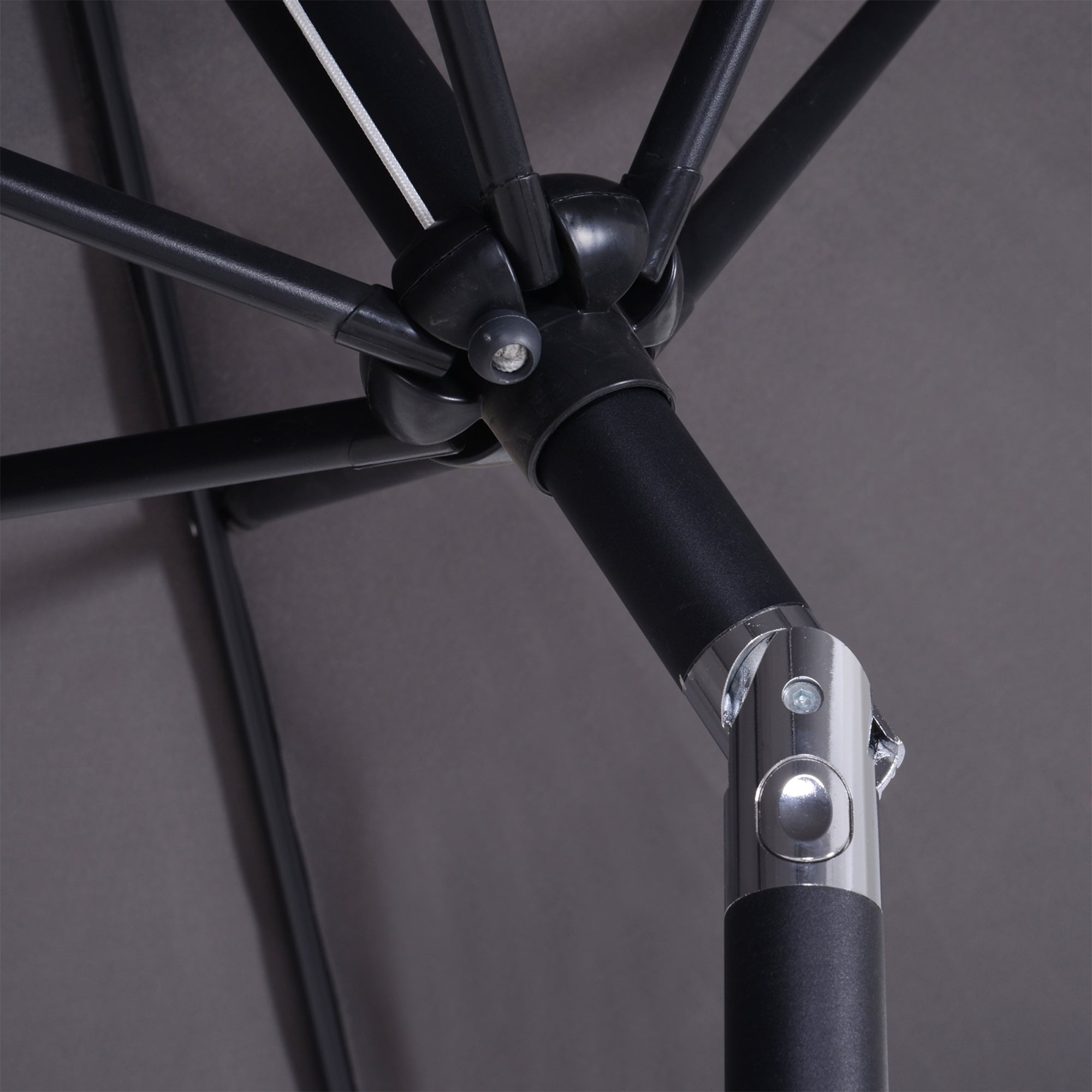 Chapéu de Sol de Jardim – Ø270x235cm – Cinzento – Alumínio e Tecido de Poliéster