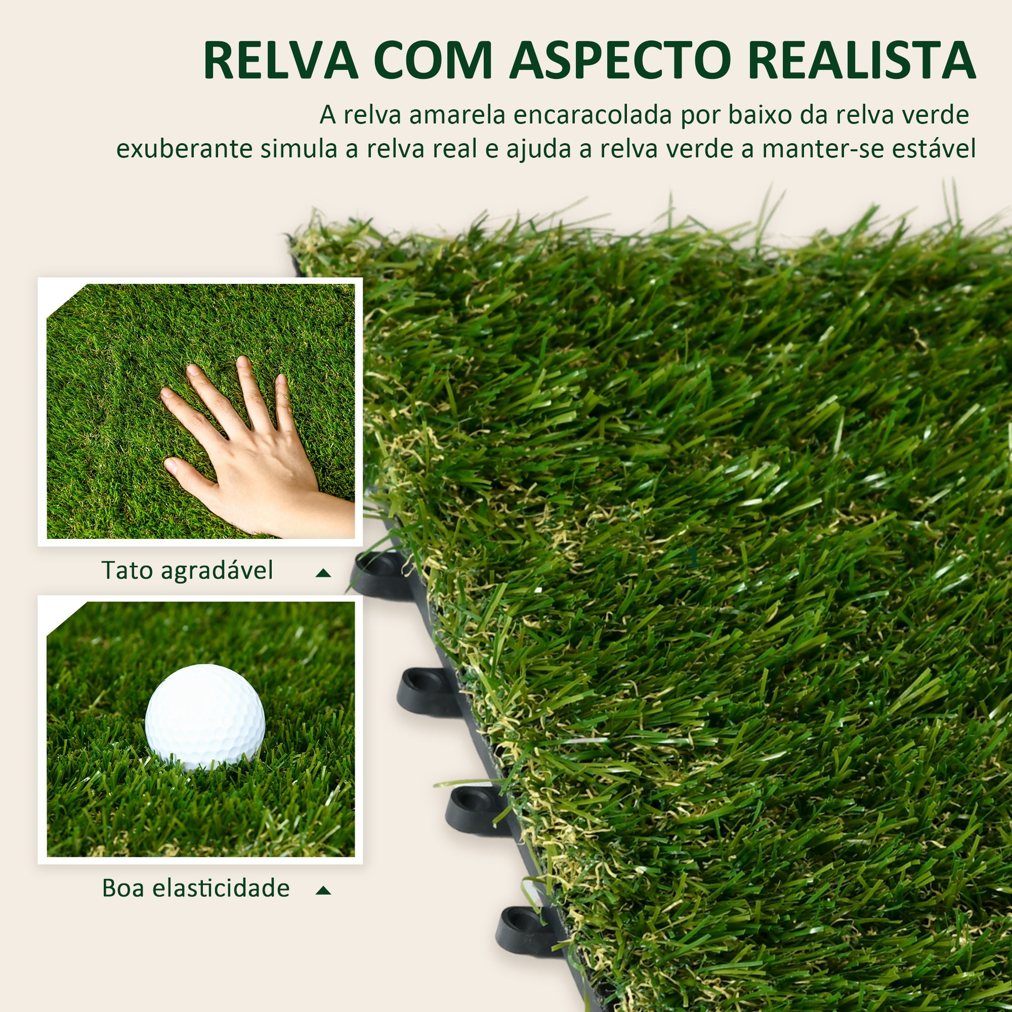 Relva Artificial – 30x30x3,5 cm – Verde – PP e PE