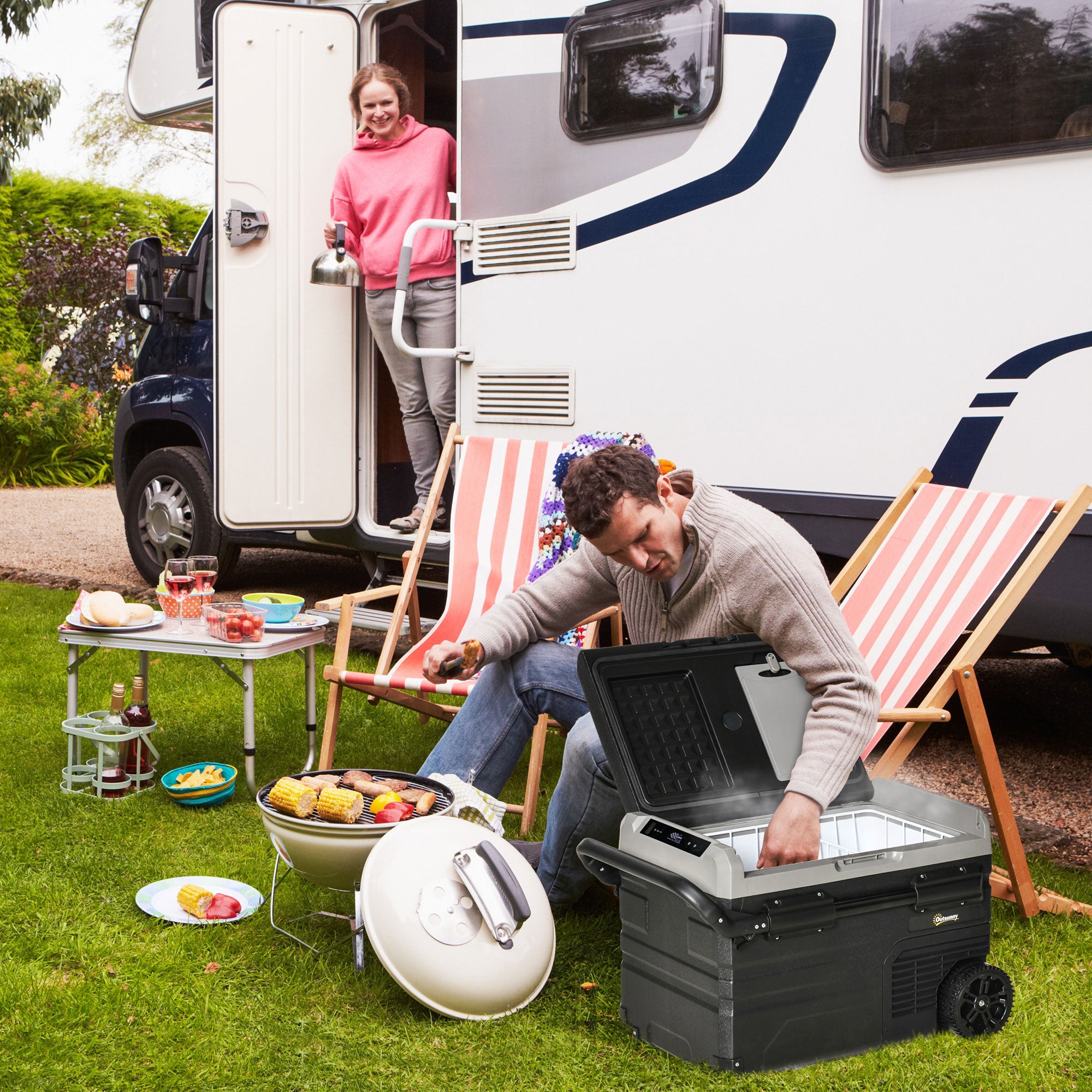 Geleira Elétrica Portátil – 40L – Preto e Cinza – Polipropileno e PEAD