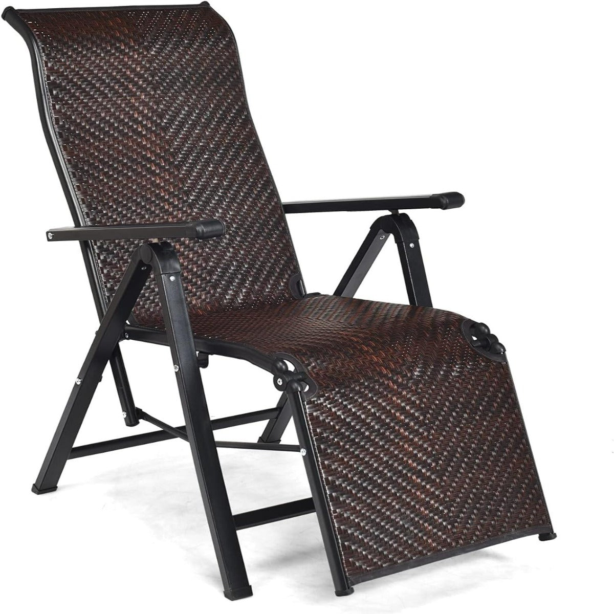 Tumbona de Rattan PE – Aço – Marrón