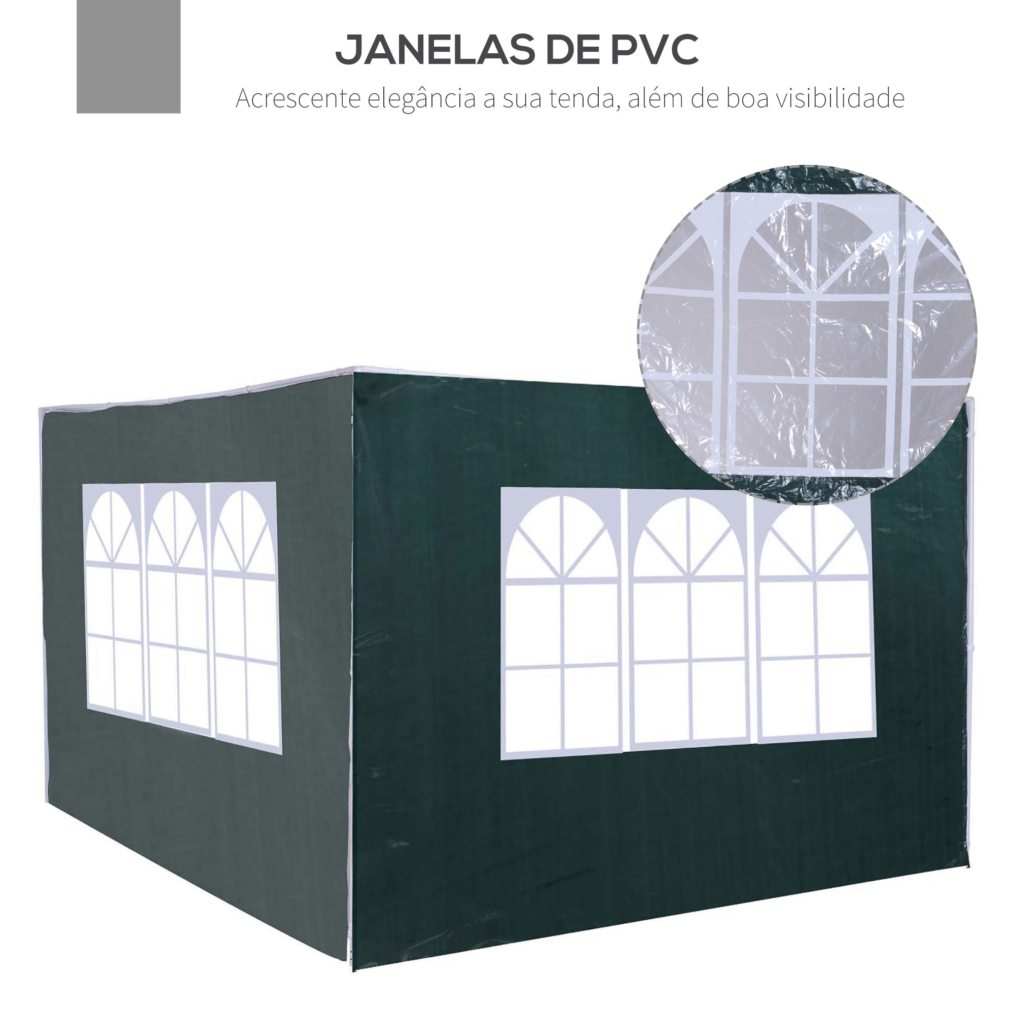Conjunto de 2 Paredes Laterais para Tendas 293x193cm Verde Escuro