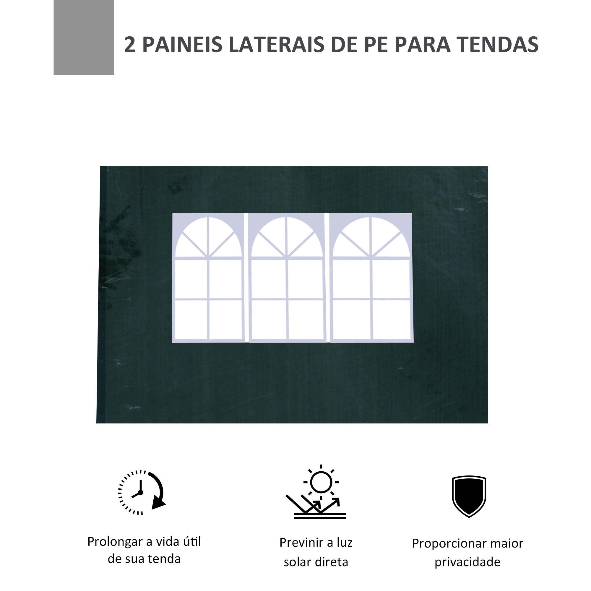 Conjunto de 2 Paredes Laterais para Tendas 293x193cm Verde Escuro