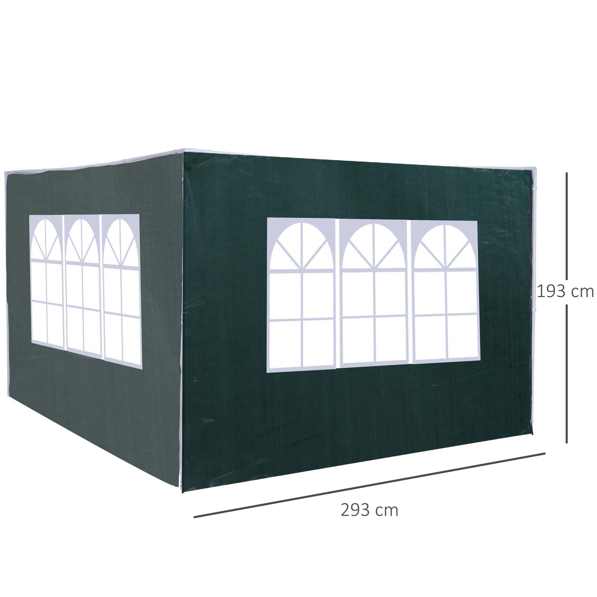 Conjunto de 2 Paredes Laterais para Tendas 293x193cm Verde Escuro