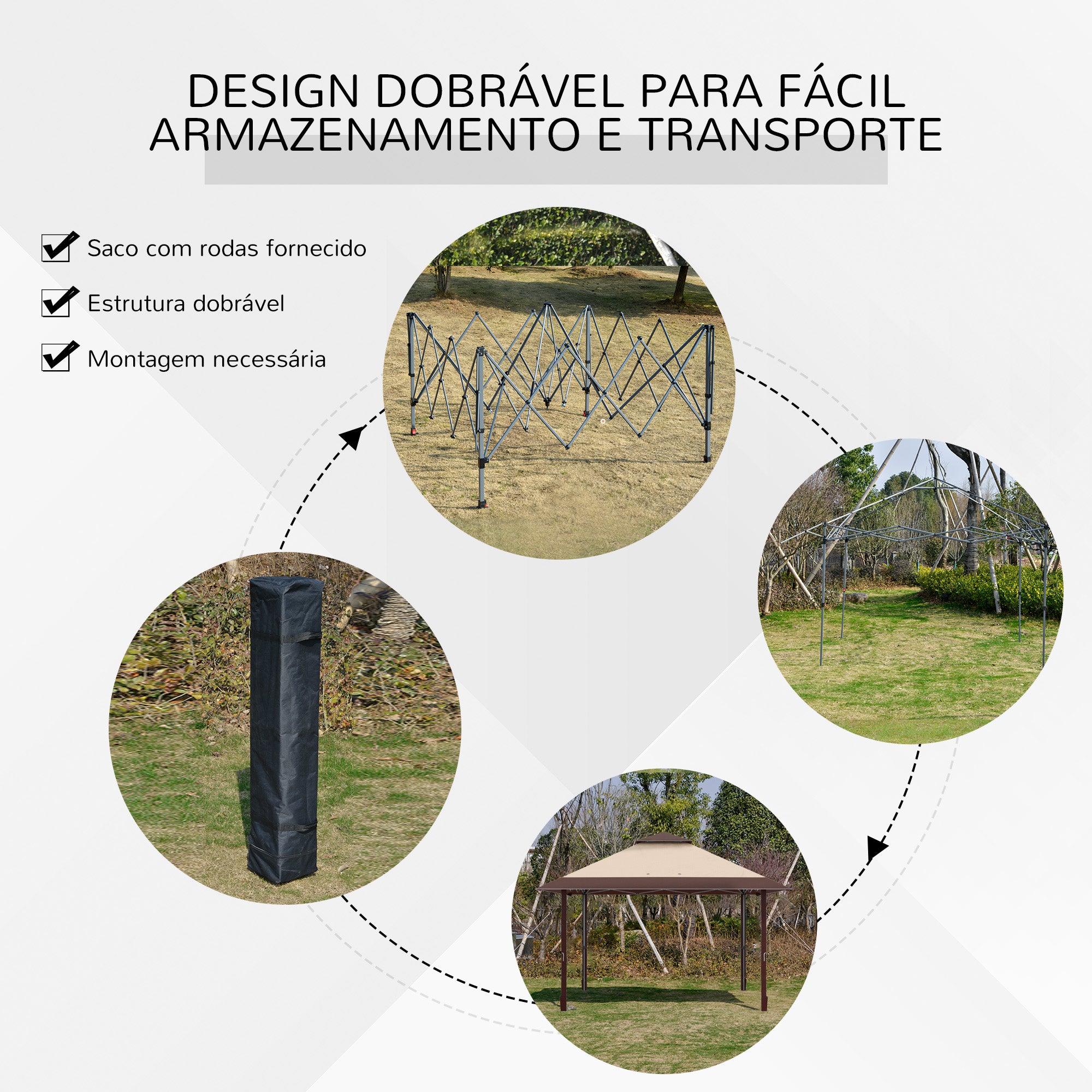 Tenda Dobrável 385x385x298 cm Cáqui e Café