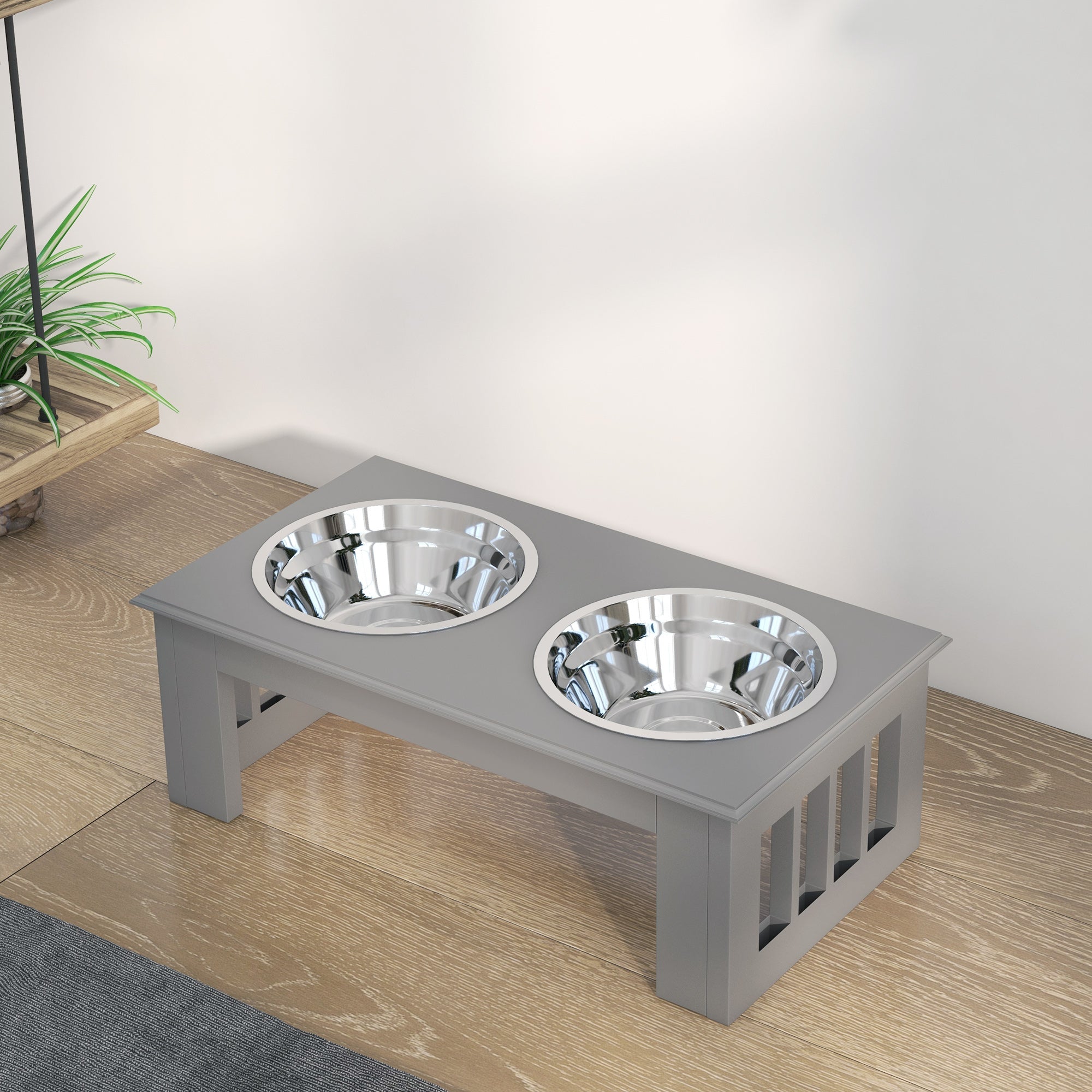 Comedouro Elevado para Cães - 44x24x15 cm - Cinza