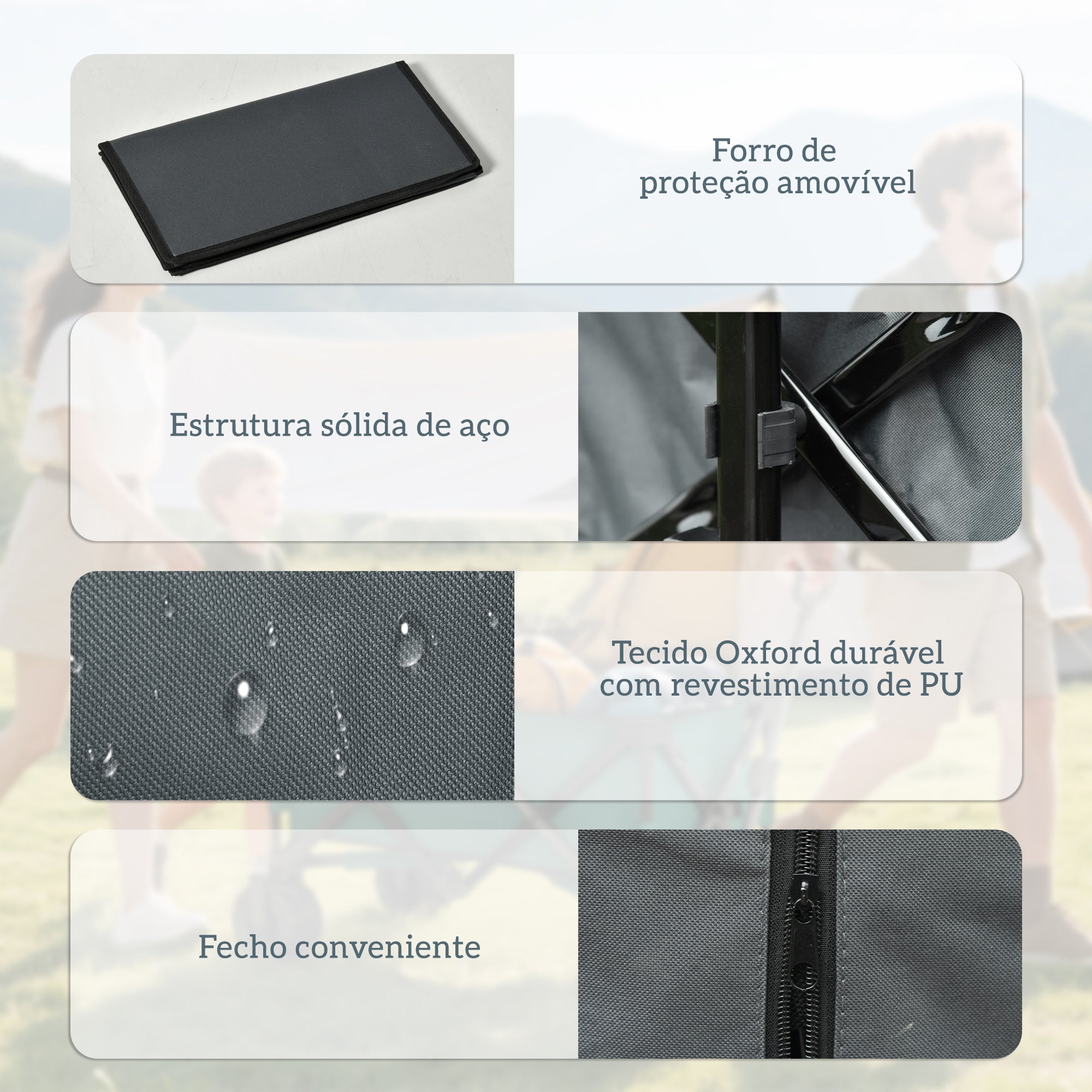 Carrinho de Transporte Dobrável – 108x55x61-91 cm – Cinza Escuro – Aço e Tecido Oxford