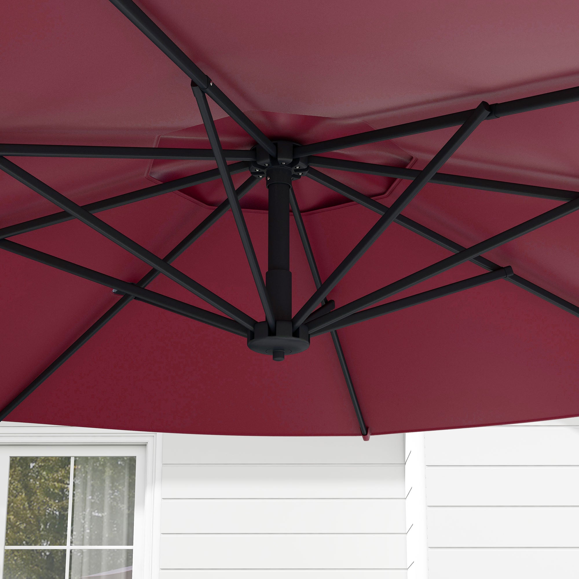 Guarda-Sol Excêntrico Vermelho de Vinho Ø294x242 cm com Altura Ajustável