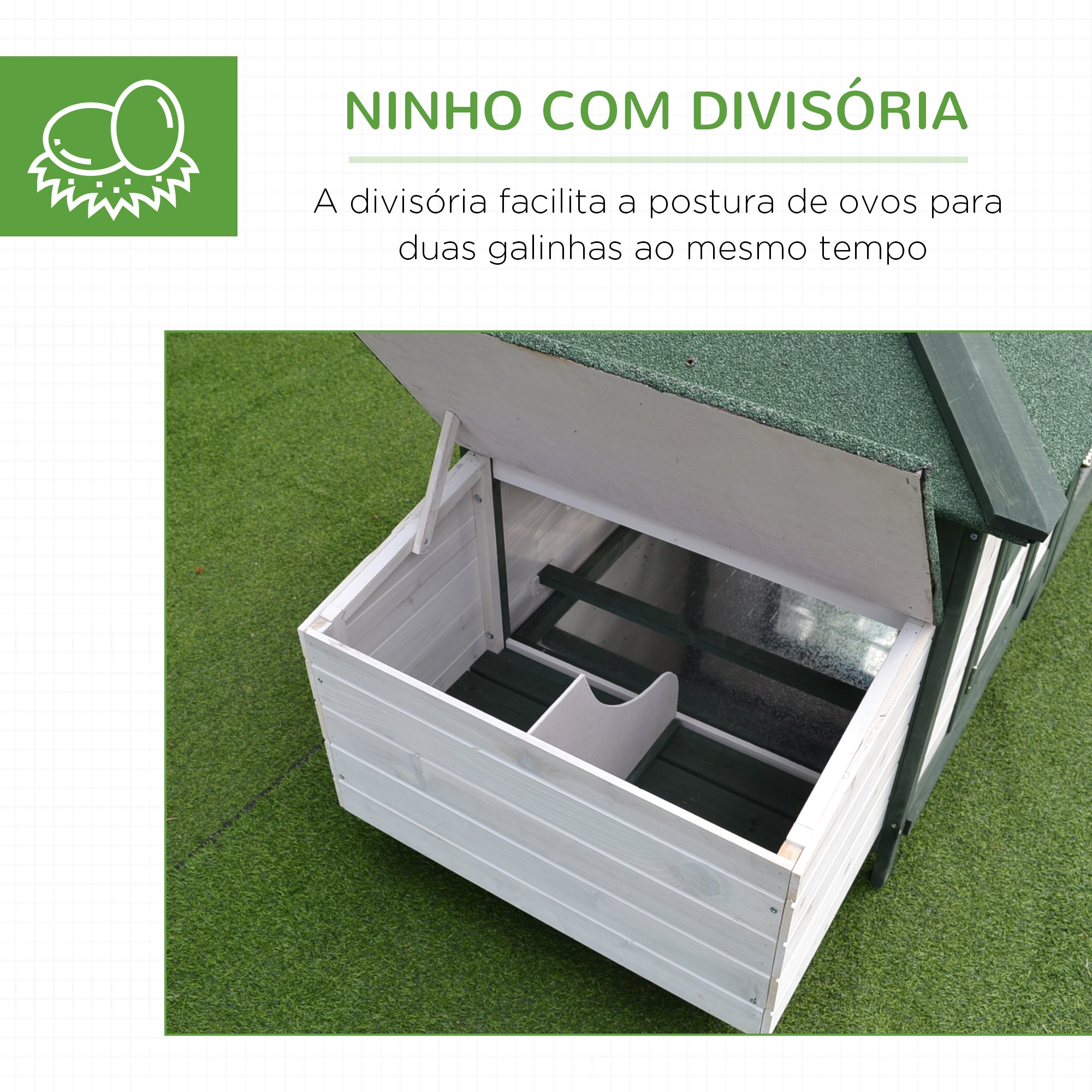 Galinheiro de Madeira de Abeto 196x76x97 cm Verde e Branco