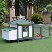 Galinheiro de Madeira de Abeto 196x76x97 cm Verde e Branco