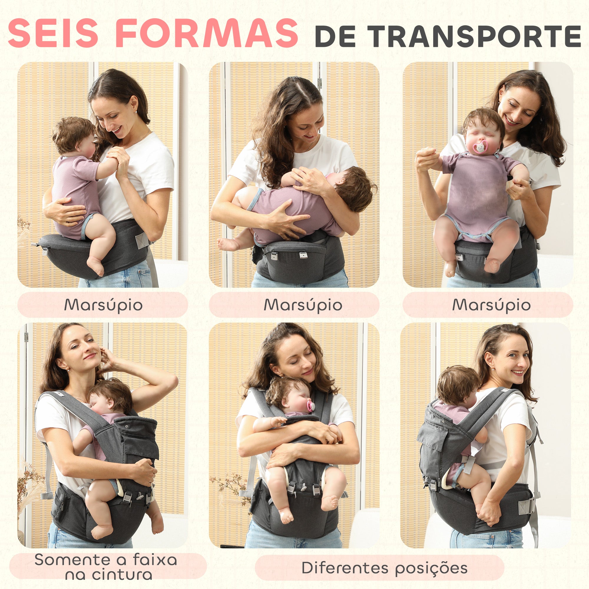 Marsúpio para Bebés 40x30x57 cm - Cinza