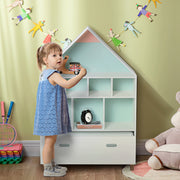 Estante Infantil em Forma de Casa com 8 Compartimentos - 82x30x126cm Branco
