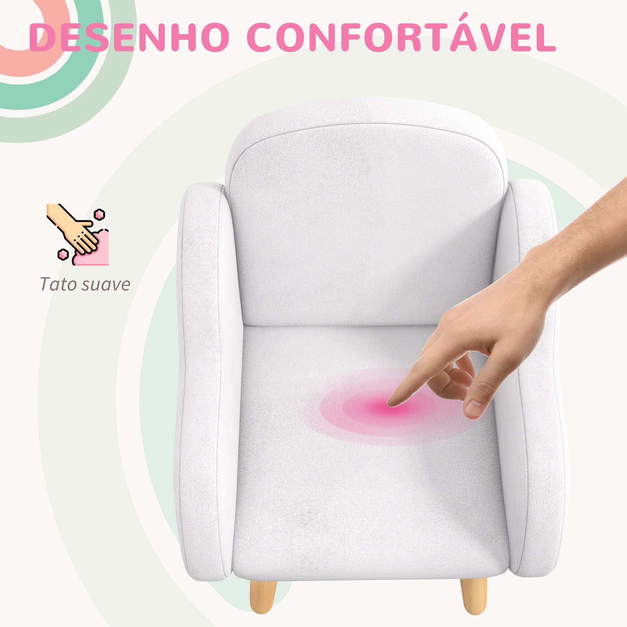 Poltrona Infantil em Forma de Nuvem – 46x51x55 cm – Branco – MDF