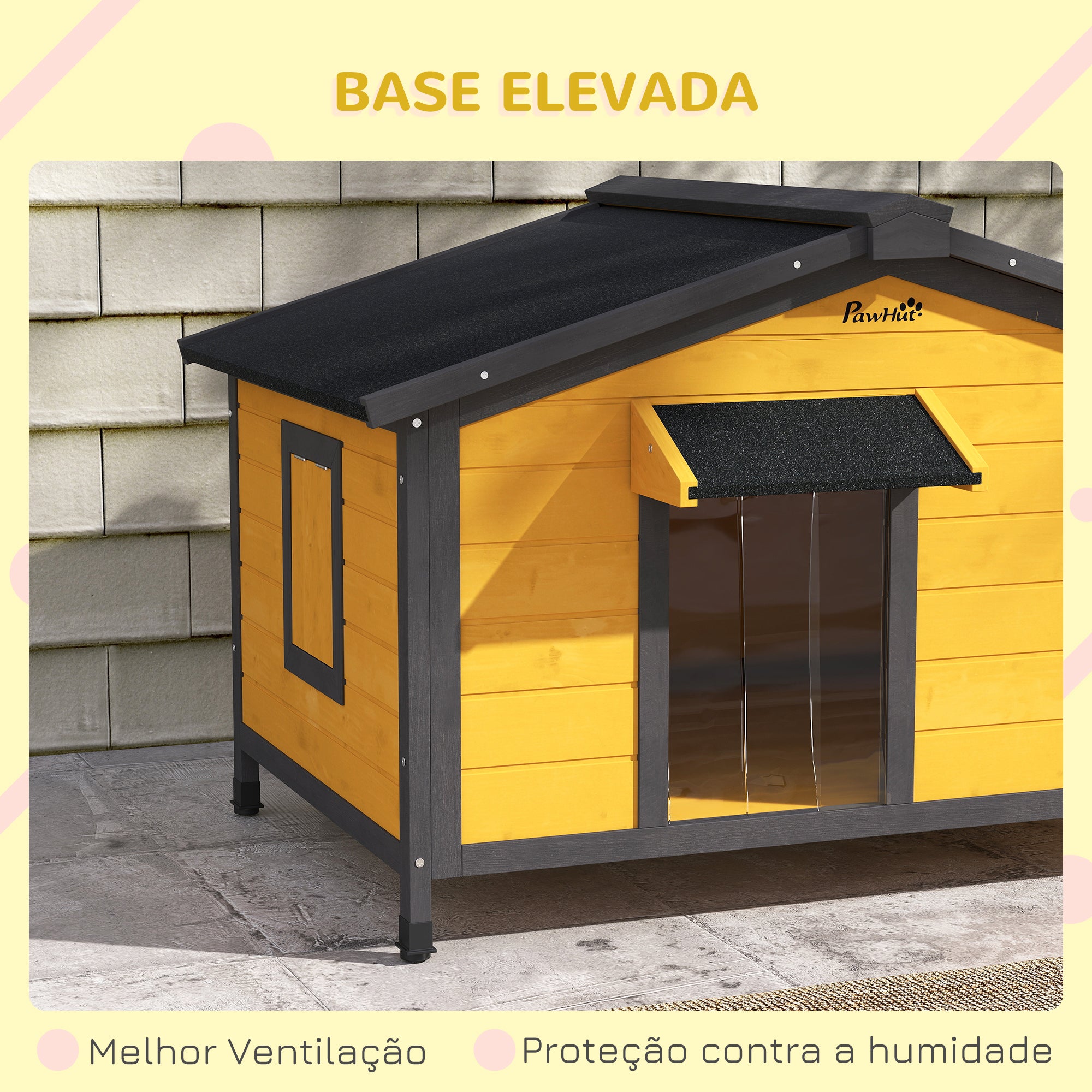 Casa para Cães de Madeira – 97x72x65 cm – Preto – Madeira