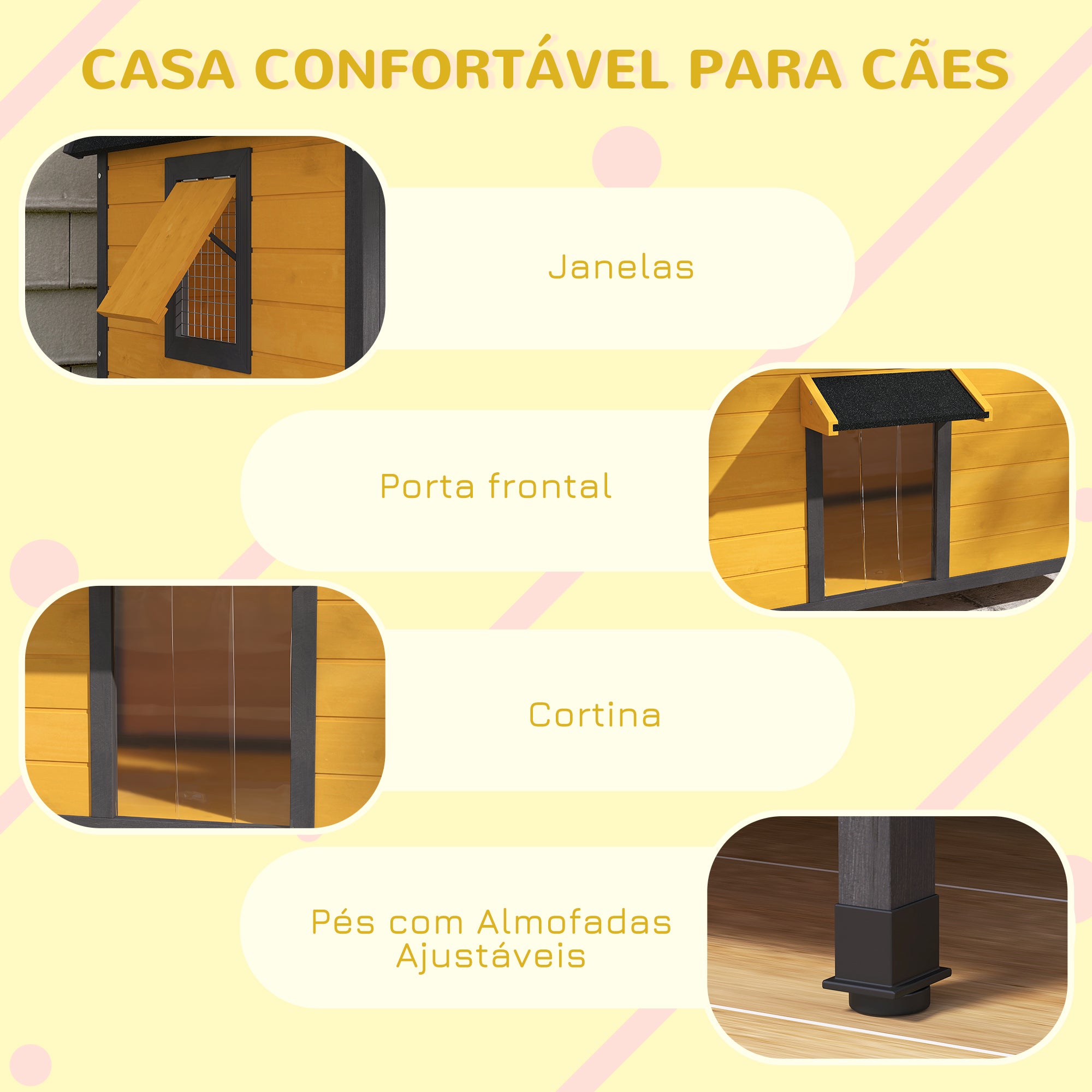 Casa para Cães de Madeira – 97x72x65 cm – Preto – Madeira
