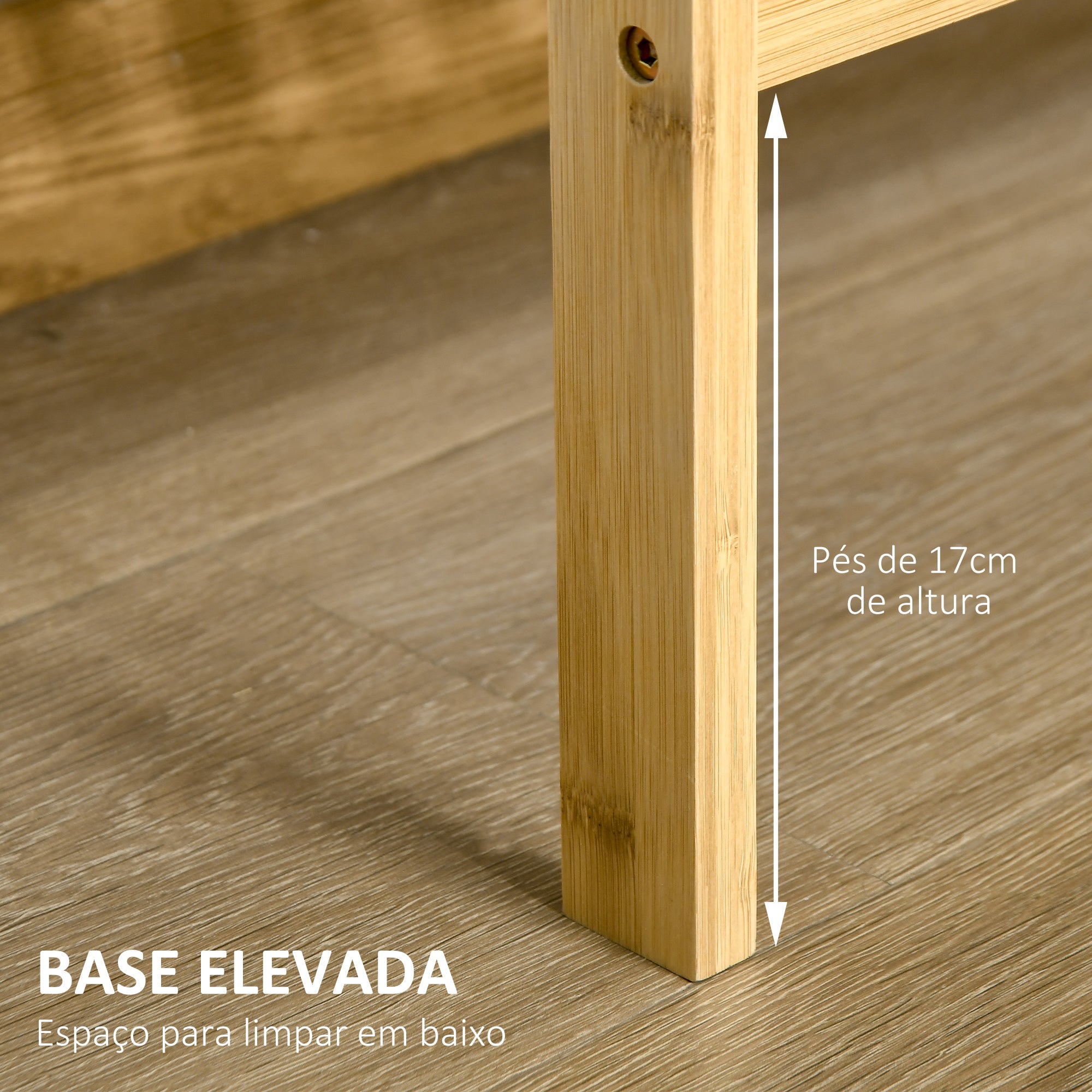 Estante de Bambu de 3 Níveis – 62x33x80cm – Cor de Madeira Natural