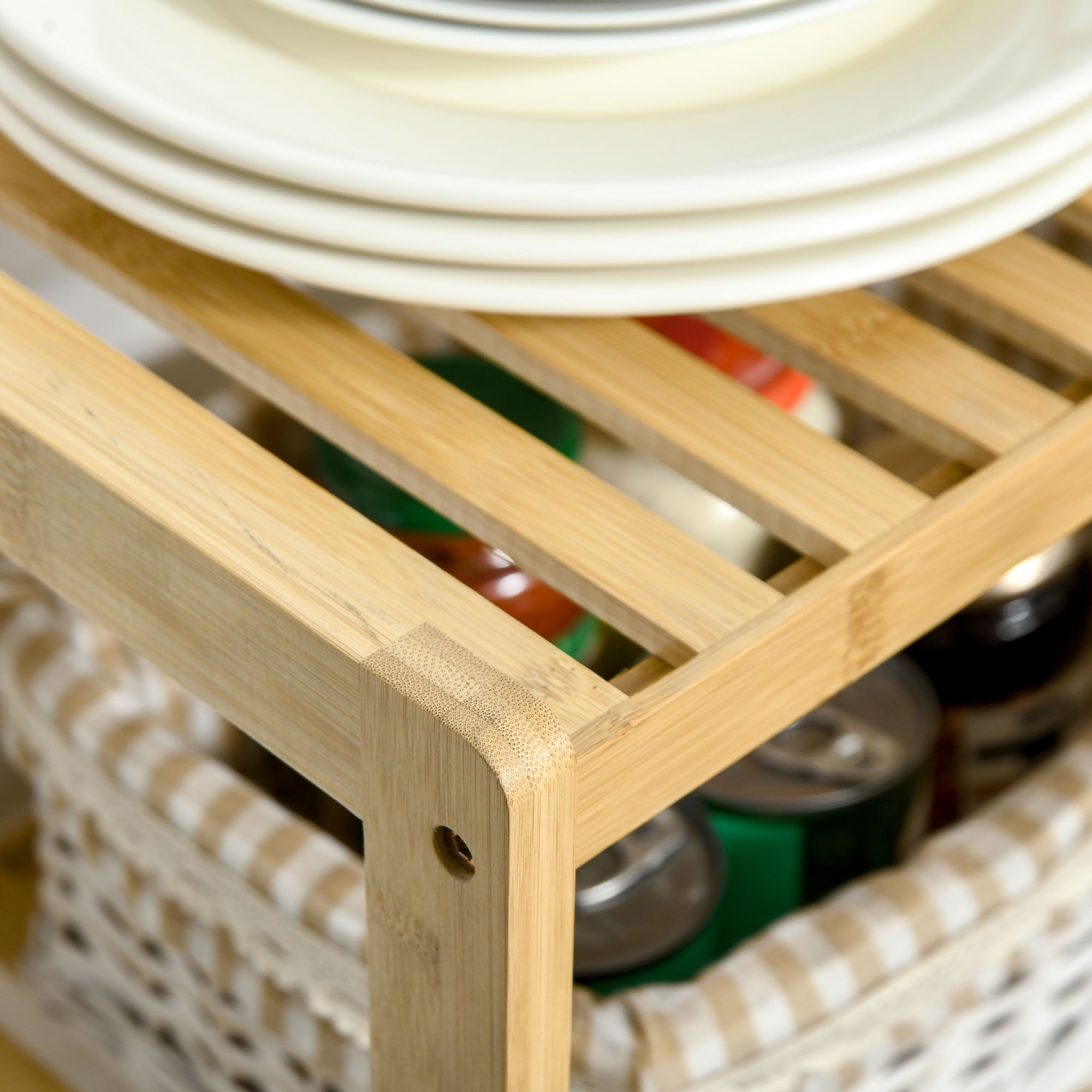 Estante de Bambu de 3 Níveis – 62x33x80cm – Cor de Madeira Natural
