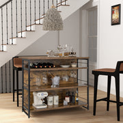 Mesa Alta de Barra para Cozinha – 120 x 60 x 101 cm – Castanho – Madeira e metal