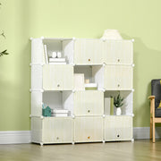 Armário Modular de Plástico 125x32x125cm - Branco e Natural
