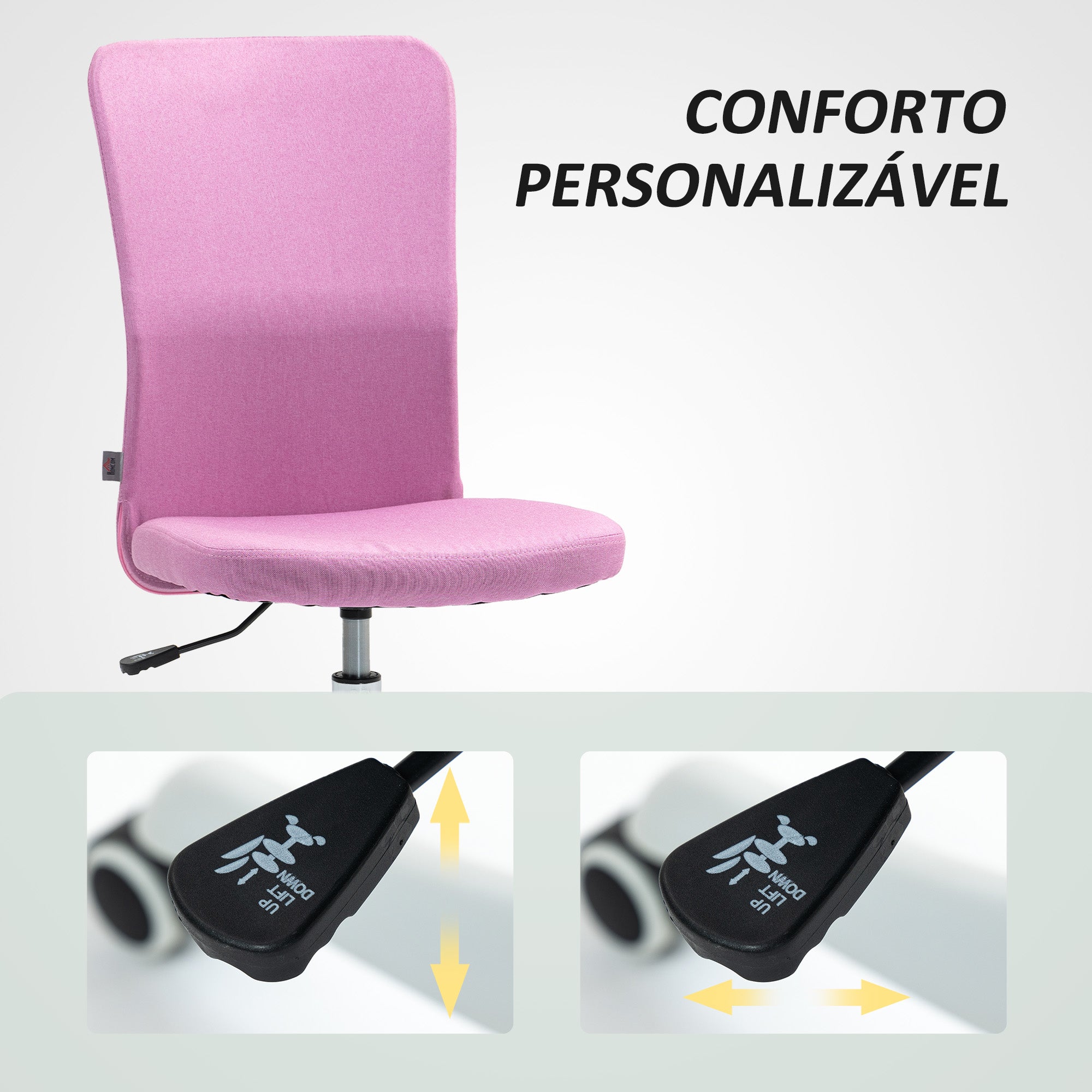 Cadeira de Escritório Rosa 53x43x85-93 cm - Conforto e Estilo para o seu Espaço de Trabalho