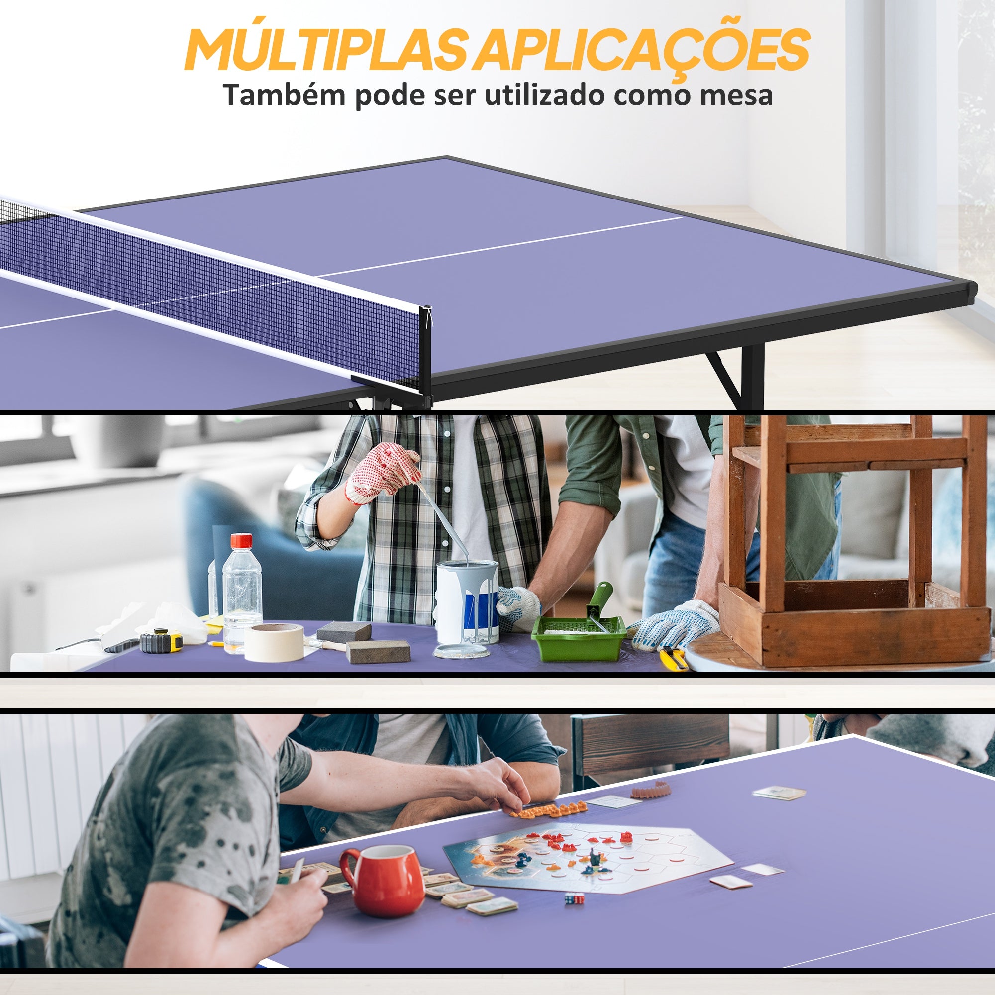 Mesa de Ping Pong Dobrável - 152.5x274x76cm - Cor Azul