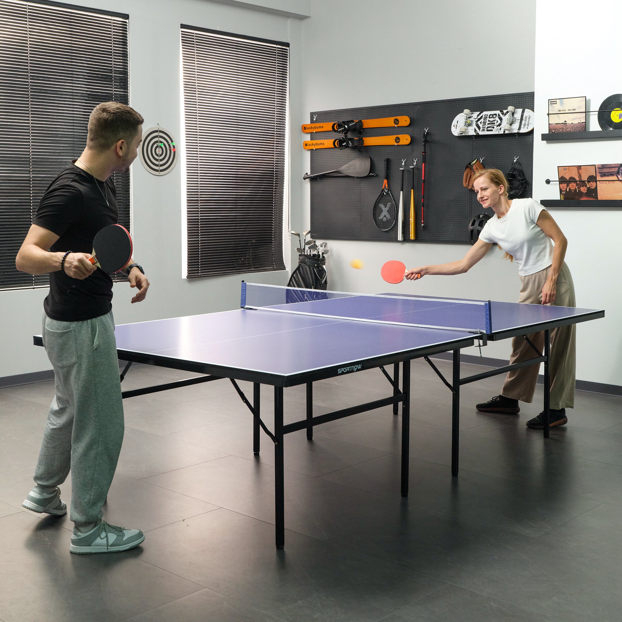 Mesa de Ping Pong Dobrável - 152.5x274x76cm - Cor Azul