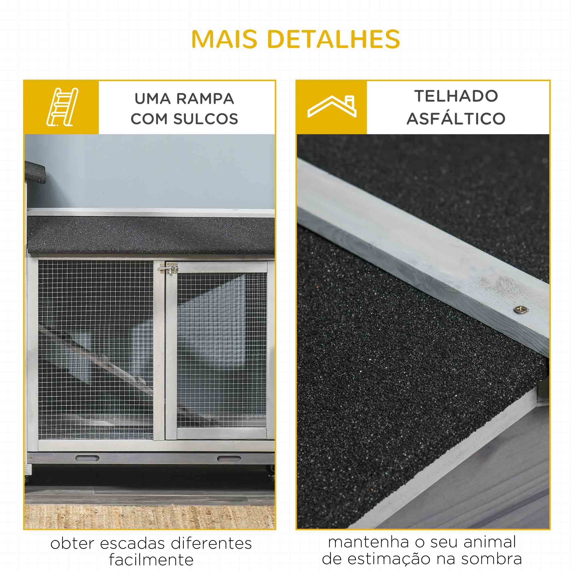 Gaiola para Coelhos Grande 157,4x53x99,5 cm em Cinza Claro